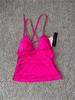 La Blanca Vibrant Fuchsia Tankini Cami with Crisscross Straps